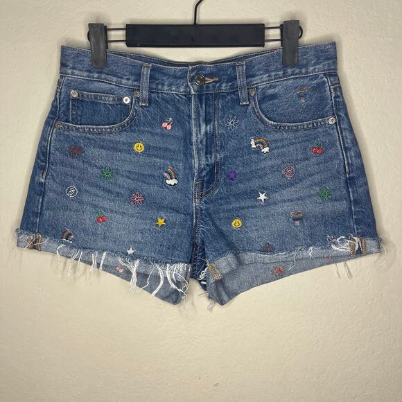 American Eagle AE Denim '90s Boyfriend Shorts Embroidered Women’s - Size 2 - Picture 3 of 8